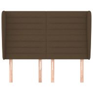 Горна табла за легло с уши, тъмнокафява,147x23x118/128 см, плат