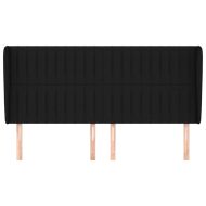 Горна табла за легло с уши, черна, 163x23x118/128 см, плат
