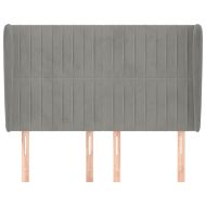 Горна табла за легло с уши,светлосива, 147x23x118/128 см кадифе