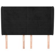 Горна табла за легло с уши, черна, 147 x 23 x 118/128 см кадифе