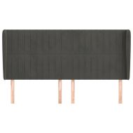 Горна табла за легло с уши, тъмносива, 203x23x118/128 см,кадифе