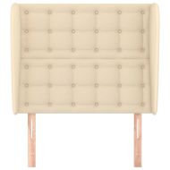 Горна табла за легло с уши, кремава, 103x23x118/128 см, плат