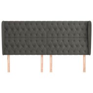 Горна табла за легло с уши, тъмносива, 183x23x118/128 см кадифе