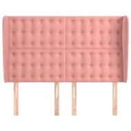 Горна табла за легло с уши, розова, 147x23x118/128 см, кадифе