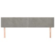 Горна табла за легло с уши, светлосива, 163x16x78/88 см, кадифе