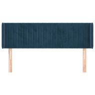 Горна табла за легло, тъмносиня, 147x16x78/88 см, кадифе