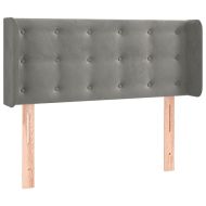 Горна табла за легло с уши, светлосива,103x16x78/88 см, кадифе