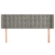 Горна табла за легло с уши, светлосива, 147x16x78/88 см, кадифе