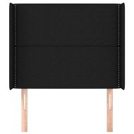 Горна табла за легло с уши, черна, 93x16x118/128 см, плат