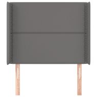 Горна табла с уши, сива, 103x16x118/128 см, изкуствена кожа