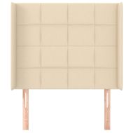 Горна табла за легло с уши, кремава, 103x16x118/128 см, плат