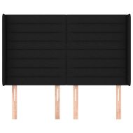 Горна табла за легло с уши, черна, 147x16x118/128 см, плат