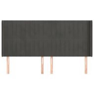 Горна табла за легло с уши, тъмносива, 203x16x118/128см, кадифе