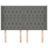 Горна табла за легло с уши, тъмносива, 163x16x118/128 см, плат