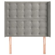 Горна табла за легло с уши, светлосива, 83x16x118/128см, кадифе