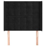 Горна табла за легло с уши, черна, 83x16x118/128 см, кадифе