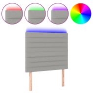 LED горна табла за легло, светлосива, 80x5x118/128 см, плат