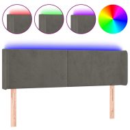 LED горна табла за легло, тъмносива, 147x16x78/88 см, кадифе