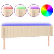 LED горна табла за легло, кремава, 183x16x78/88 см, плат