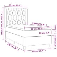 Боксспринг легло с матрак, розова, 90x190 см, кадифе