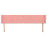Горна табла за легло, розова, 163x23x78/88 см, кадифе