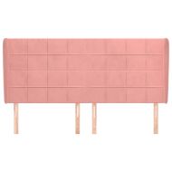 Горна табла за легло с уши, розова, 163x23x118/128 см кадифе
