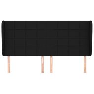 Горна табла за легло с уши, черна, 183x23x118/128 см, плат