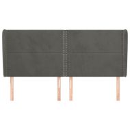 Горна табла за легло с уши, тъмносива, 183x23x118/128 см кадифе
