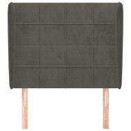Горна табла за легло с уши, тъмносива, 83x23x118/128 см, кадифе