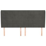 Горна табла за легло с уши, тъмносива, 183x23x118/128 см кадифе