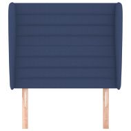 Горна табла за легло с уши, синя, 83x23x118/128 см, плат
