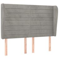 Горна табла за легло с уши,светлосива, 147x23x118/128 см кадифе