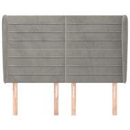 Горна табла за легло с уши,светлосива, 147x23x118/128 см кадифе