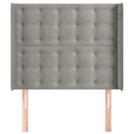 Горна табла за легло с уши, светлосива, 93x16x118/128см, кадифе