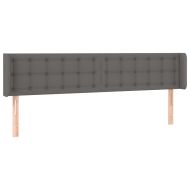 LED горна табла за легло, сива, 163x16x78/88см, изкуствена кожа