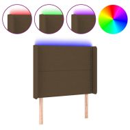 LED горна табла за легло, тъмнокафява,93x16x118/128 см, плат