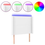 LED горна табла за легло, бяла, 103x16x118/128 см