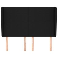 Горна табла за легло с уши, черна, 147 x 23 x 118/128 см, плат