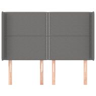 Горна табла за легло с уши, тъмносива, 147x16x118/128 см, плат