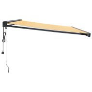 Прибираща се тента жълто и бяло 4,5x3 м плат и алуминий