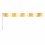 Ръчно прибиращ се сенник с LED, 600x350 см, жълто и бяло