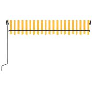 Ръчно прибиращ се сенник с LED, 350x250 см, жълто и бяло