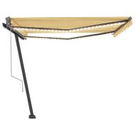 Автоматичен сенник LED и сензор за вятър 400x300 см жълто/бяло