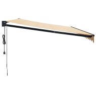 Автоматично прибираща се тента, жълто и бяло, 5x3 м