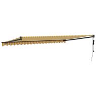 Автоматично прибираща се тента, жълто и бяло, 5x3 м