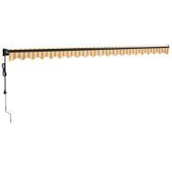 Автоматично прибираща се тента, жълто и бяло, 5x3 м