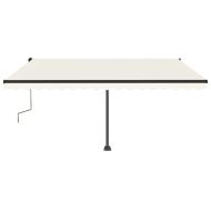 Ръчно прибиращ се сенник с LED, 400x350 см, кремав