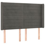 Горна табла за легло с уши, тъмносива, 147x16x118/128см, кадифе