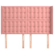 Горна табла за легло с уши, розова, 147x16x118/128 см, кадифе