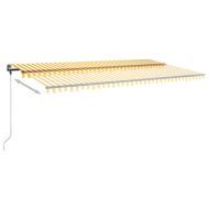 Ръчно прибиращ се сенник с LED, 600x300 см, жълто и бяло